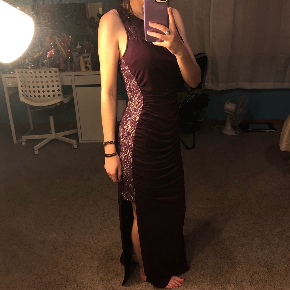 Purple Lace Prom Dress